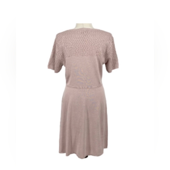 NWT JULIA JORDAN Blush Pink Short Sleeve Scoop Neck Crochet Detail Dress (14) - Picture 5 of 11